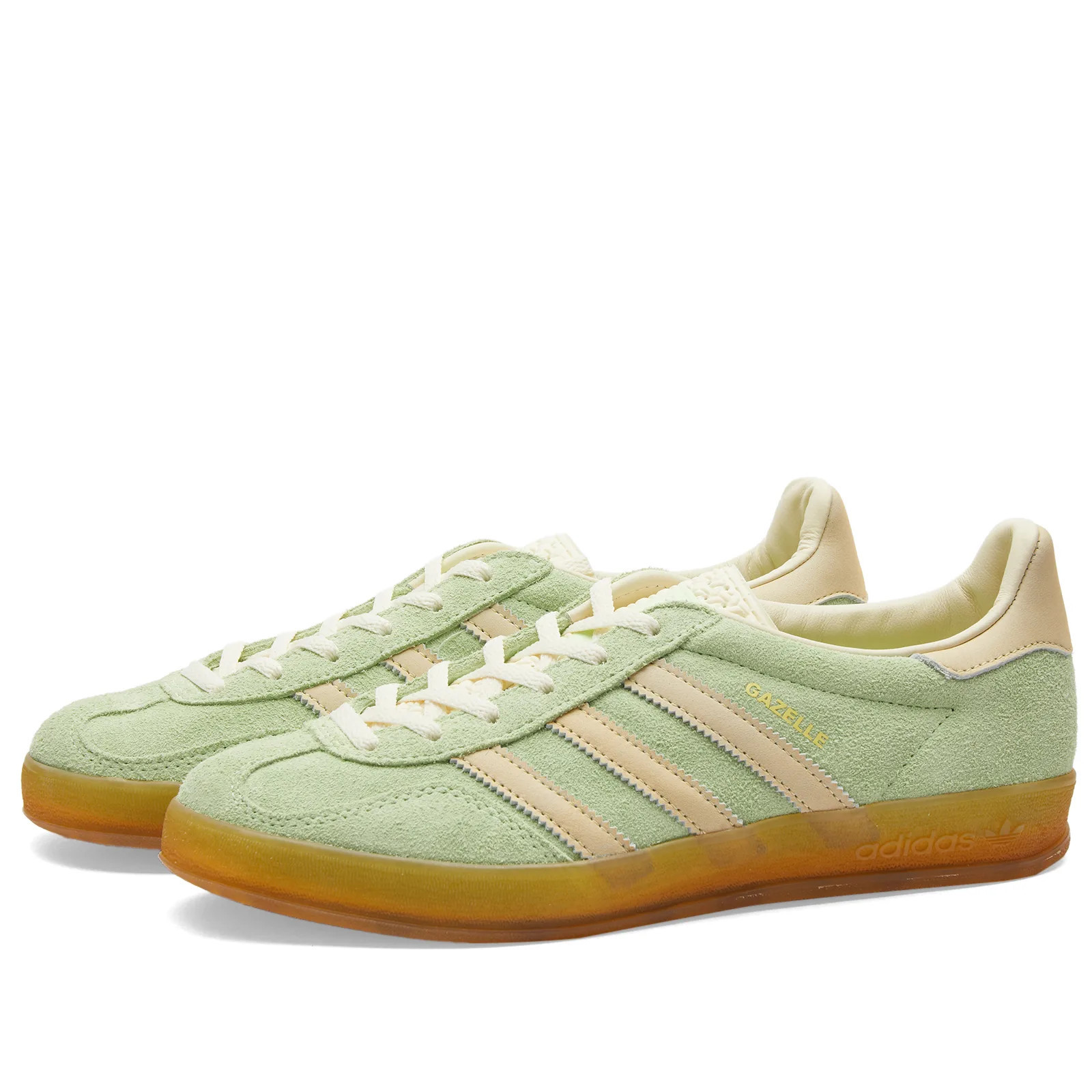 Adidas Gazelle Indoor Sneakers in Semi Green Spark/Almost Yellow/Cream White, Size UK 8 | END. Clothing