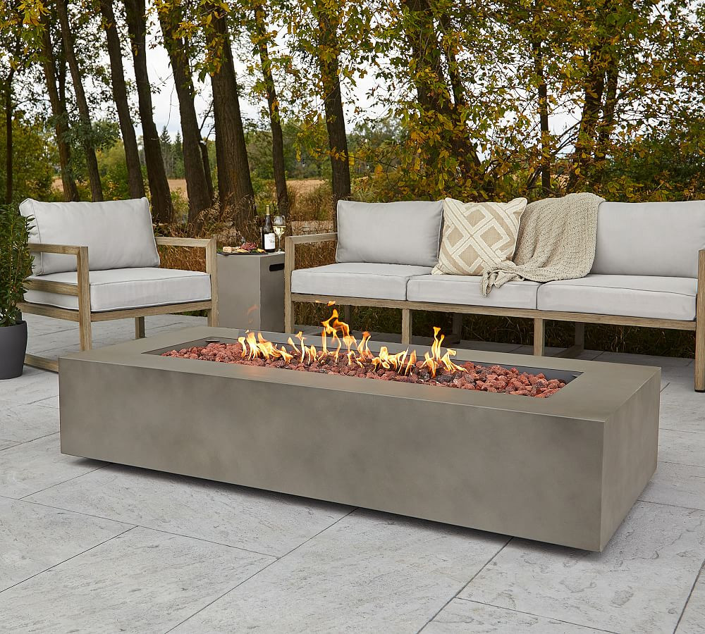 Burrows Steel Rectangular Propane Fire Pit Table with Lid Cover (42"-70") | Pottery Barn (US)