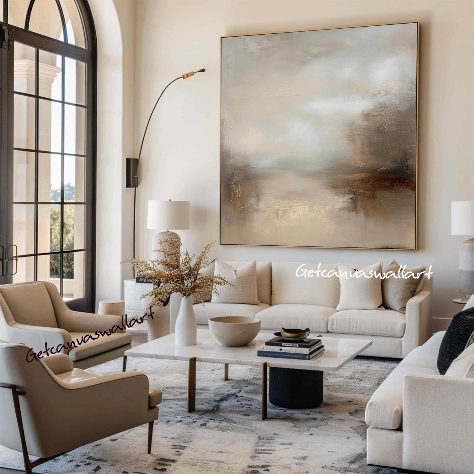 Abstract Landscape Wall Art Vintage Country Landscape Painting Large Wall Art Beige Oil Painting ... | Etsy (US)