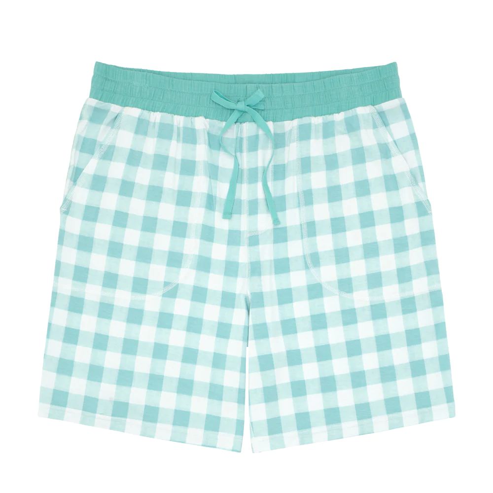 Aqua Gingham Men's Pajama Shorts | Little Sleepies