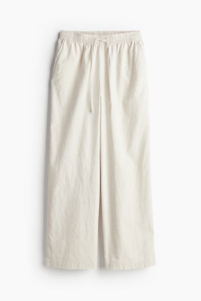 Linen-blend Pants - Light beige - Ladies | H&M US | H&M (US + CA)