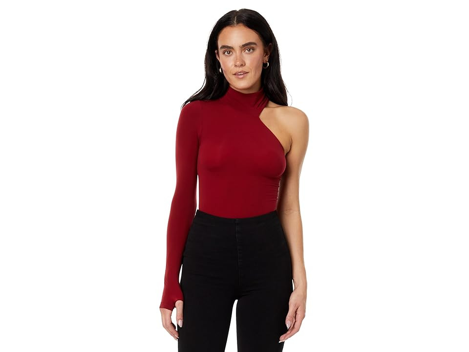 Commando Ballet Body One Shoulder Turtleneck Bodysuit KT047 Women's Jumpsuit & Rompers One Piece Garnet, Cotton/Elastane/Nylon | Zappos