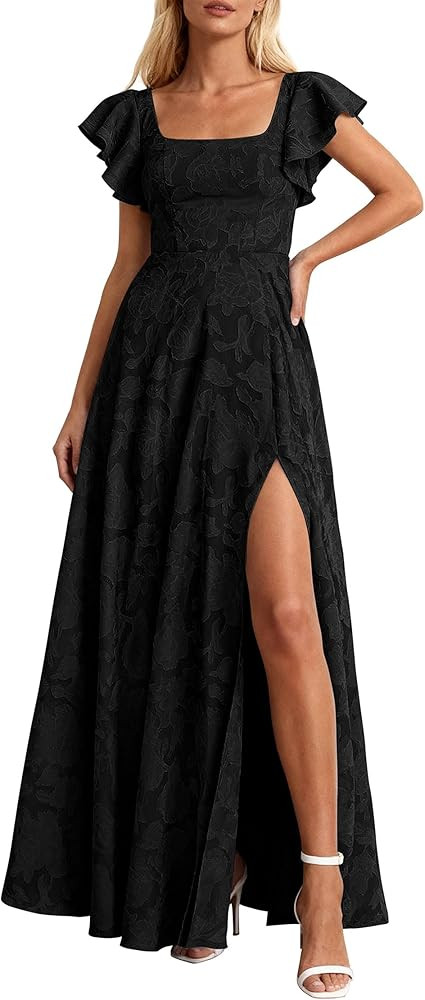 KIRUNDO Cocktail Dresses for Women Elegant Wedding Guest Summer Formal Maxi Lace Floral Slit Prom... | Amazon (US)