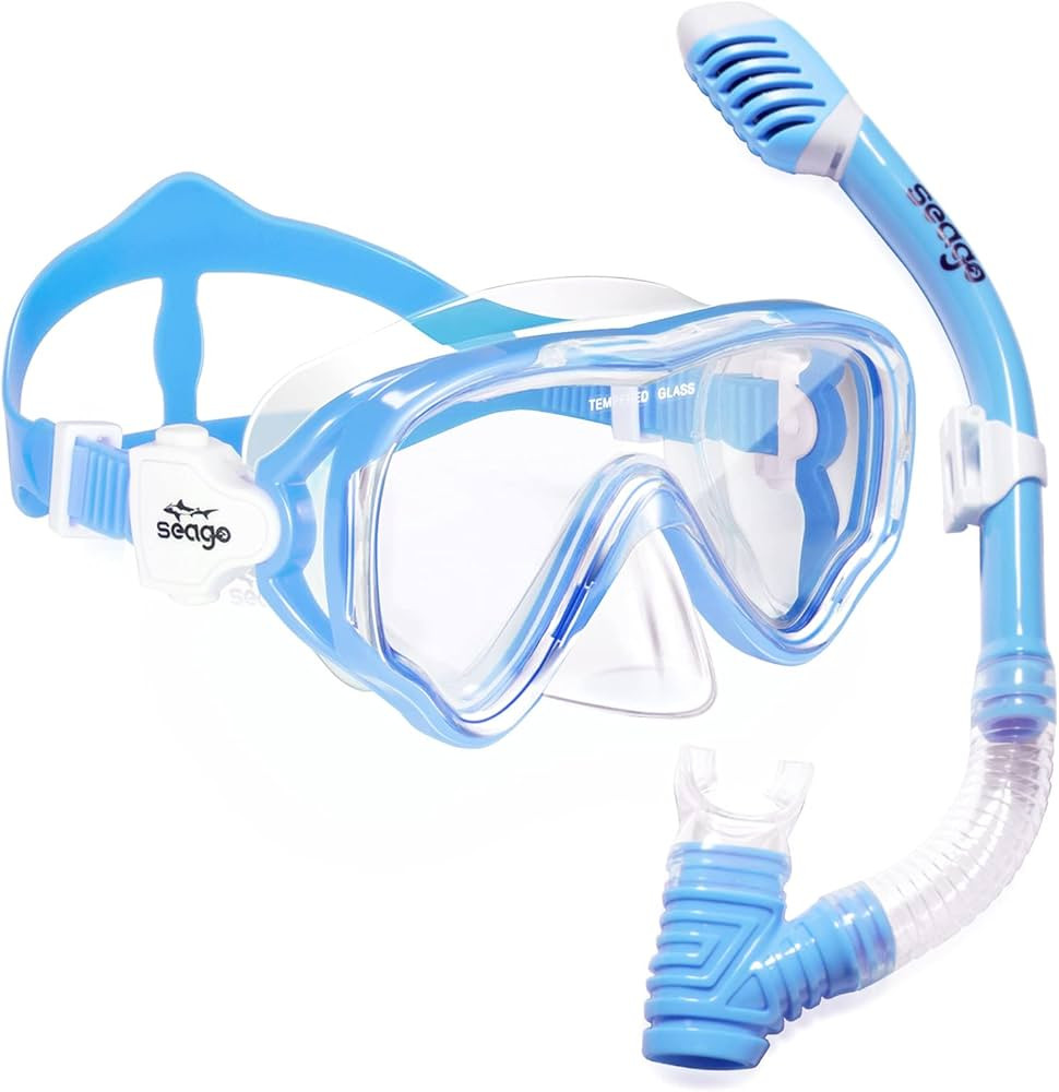 Kids Snorkel Set Dry Top Snorkel Mask Snorkeling Gear for Kids Boys Girls Youth, No Leak Comfy Mo... | Amazon (US)