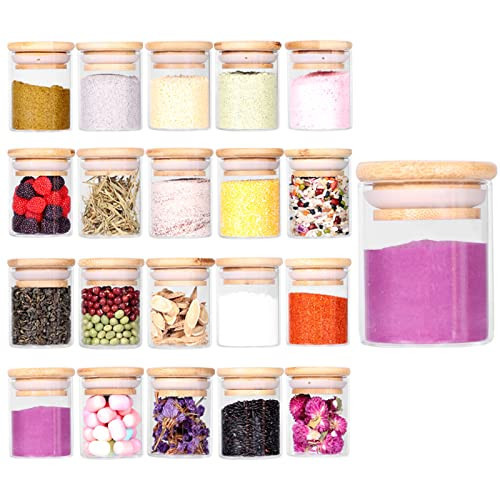 Tzerotone Spice Jar Set,2.5oz 20 Piece Glass Jar with Bamboo Airtight Lids and Labels, Mini Clear Food Storage Containers for pantry, kitchen canisters for Tea, Herbs, Sugar, Salt, Coffee | Amazon (US)