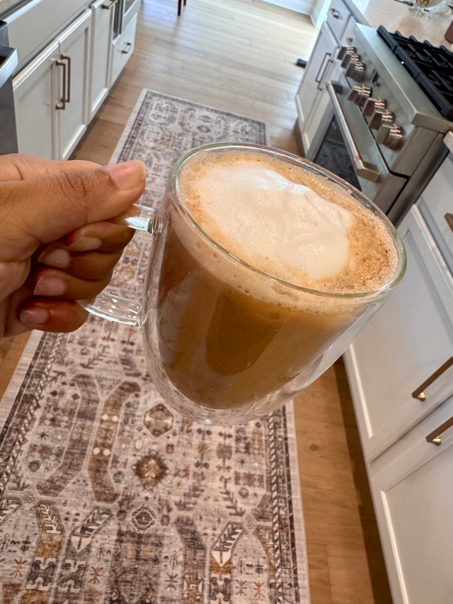 Favorite part of my morning is a latte ☕️ Libking my new kitchen runner its washable, affordable and so soft! #amazon #amazonfinds #homedecor 

amazon finds
amazon home
kitchen decor
home decor 
kitchen runner 
glass coffee mugs

#LTKHome #LTKFindsUnder50