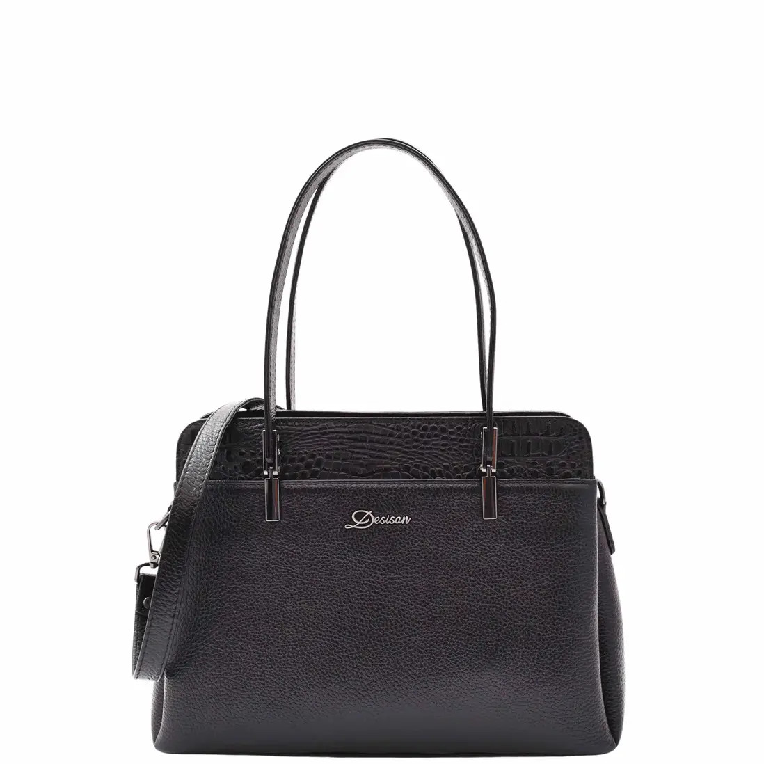House of Leather Womens Real Leather Handbag Grab Handle Mid Size Bag Edna Black | Debenhams | Debenhams UK