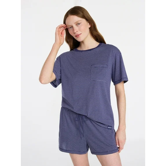 Joyspun Women's Short Sleeve Top and Shorts Pajama Set, 2-Piece, Sizes XS-3X | Walmart (US)
