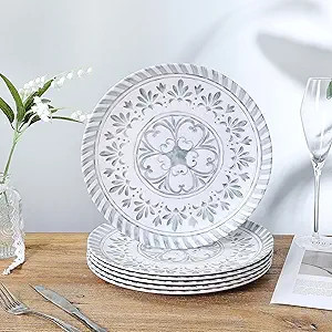 Melamine Dinner Plates,10.75 Inch Plates Set for 6, 6-Piece Melamine Plates for Indoor and Outdoo... | Amazon (US)