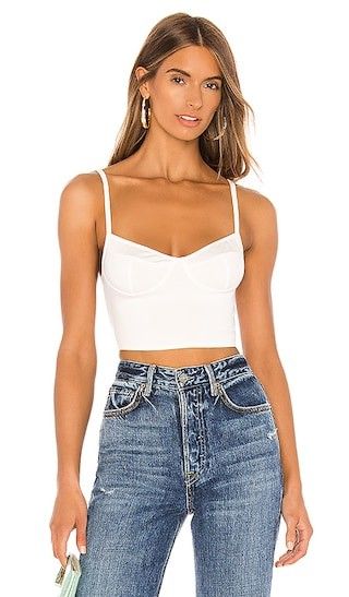 Cutlass Solid Bustier Crop Tank in Ivory | Revolve Clothing (Global)