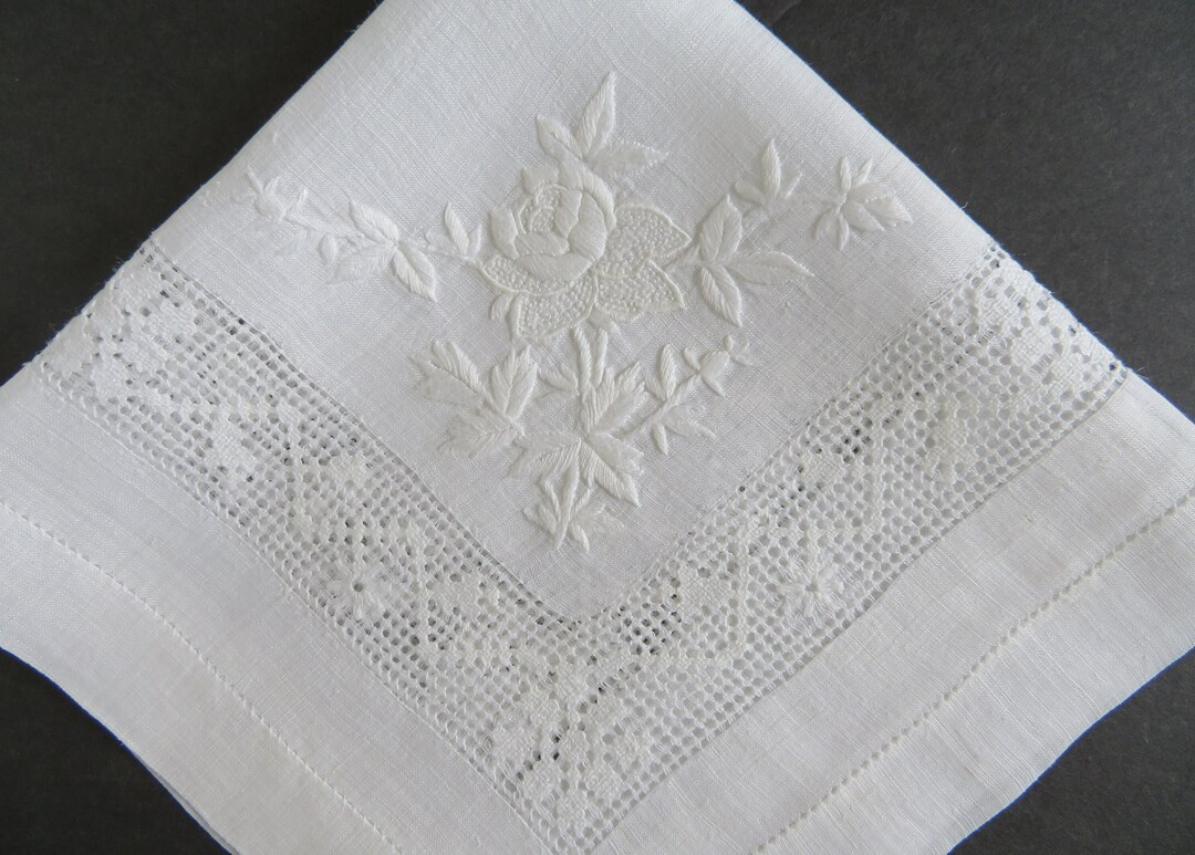 Vintage Lady's Handkerchief Floral Hankie White Embroidered Linen Hankie Cutwork Wedding/bride Ha... | Etsy (US)