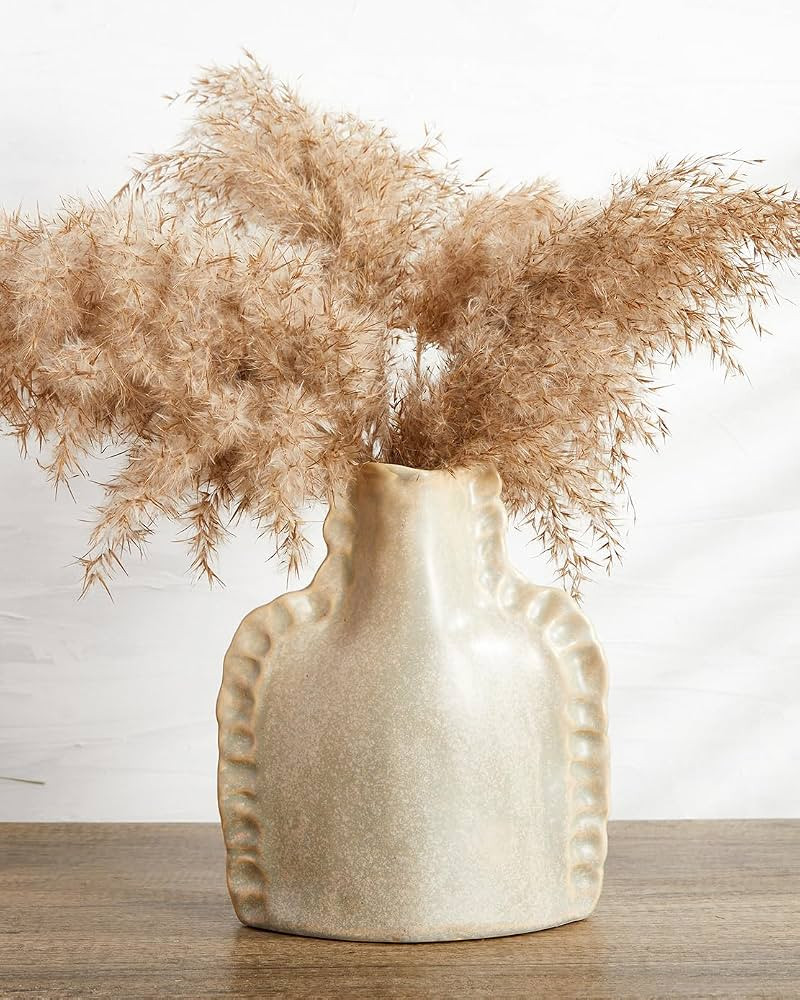 Ceramic Vase, Boho Terracotta Unique Flower vase, 8.5 inch Rustic Beige Stone Pottery, Stoneware ... | Amazon (US)