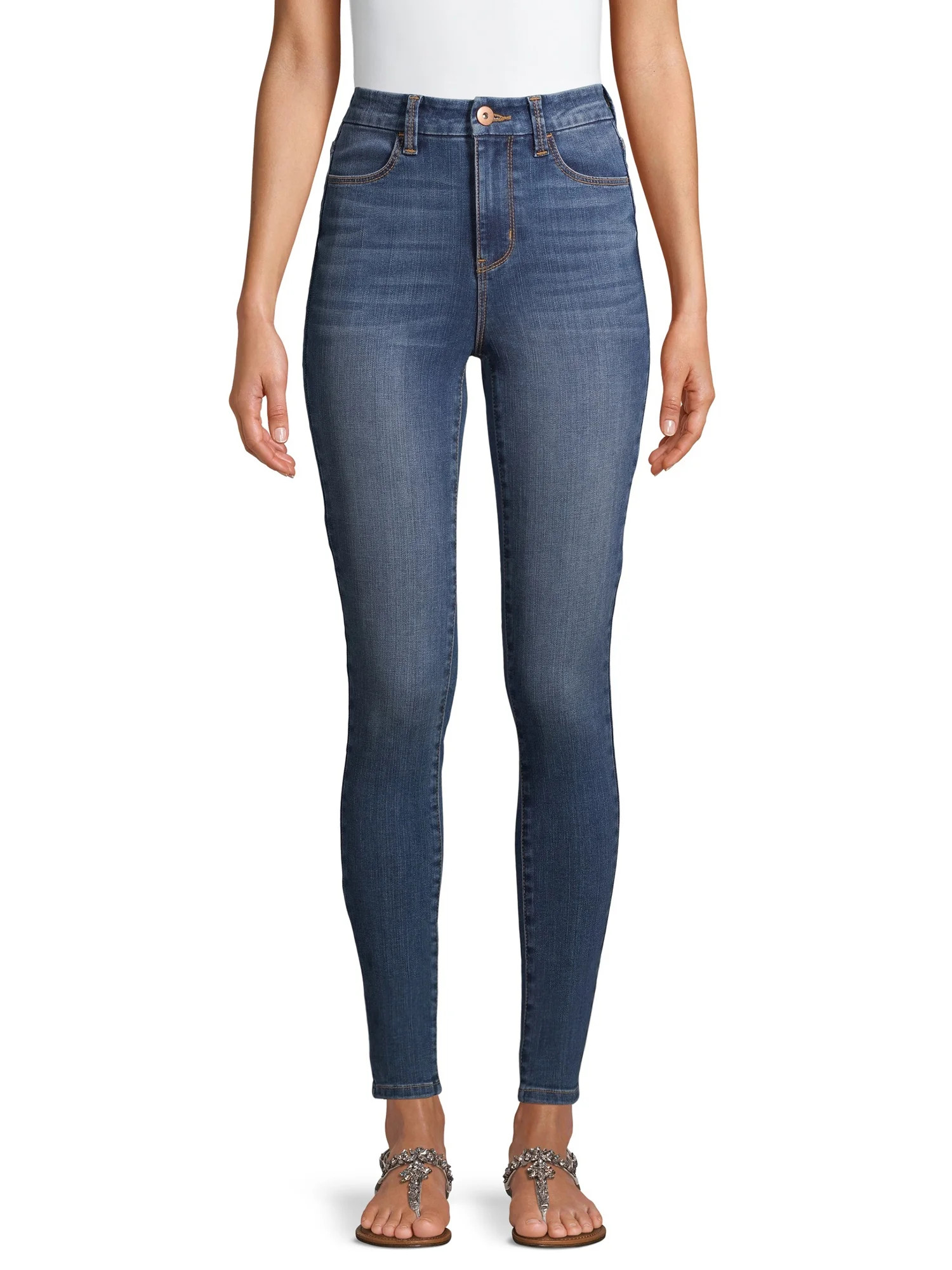 No Boundaries Juniors Curvy Ultra High Rise Ankle Skinny Jeans | Walmart (US)