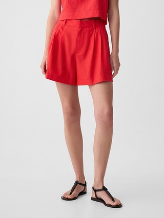 365 High Rise Linen-Blend Shorts | Gap (CA)