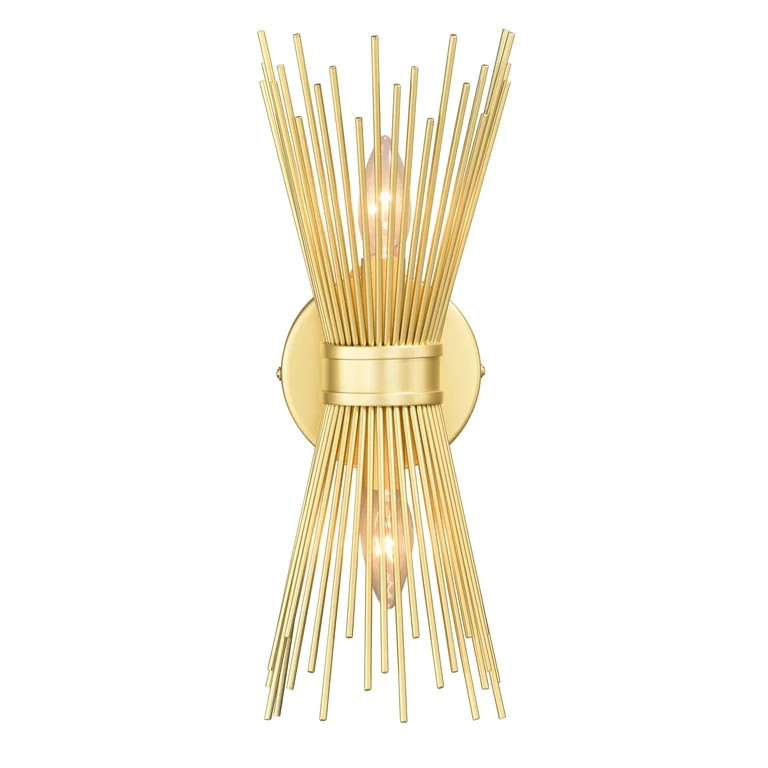 Vaxcel Nikko 2 Light Gold Mid-Century Modern Flush Wall Sconce - Walmart.com | Walmart (US)
