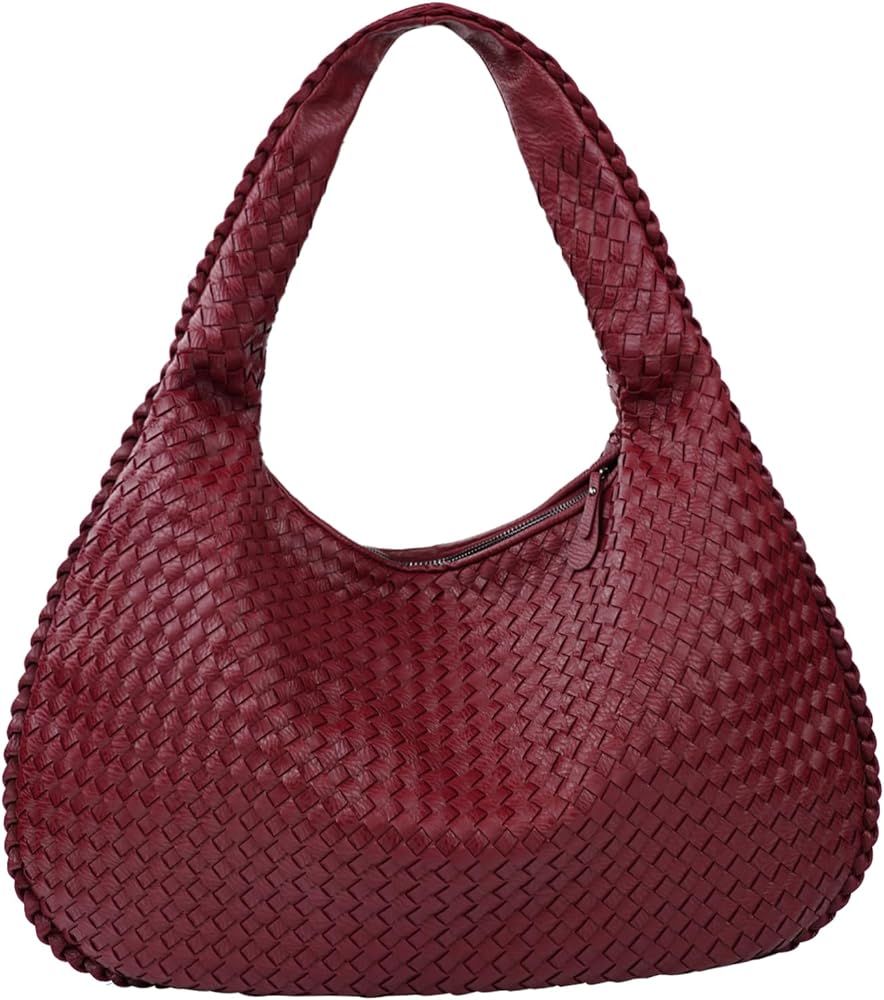Woven Bag Leather Hobo handbags for Women, Top-handle Shoulder Tote Braided Bag Underarm Purse | Amazon (UK)