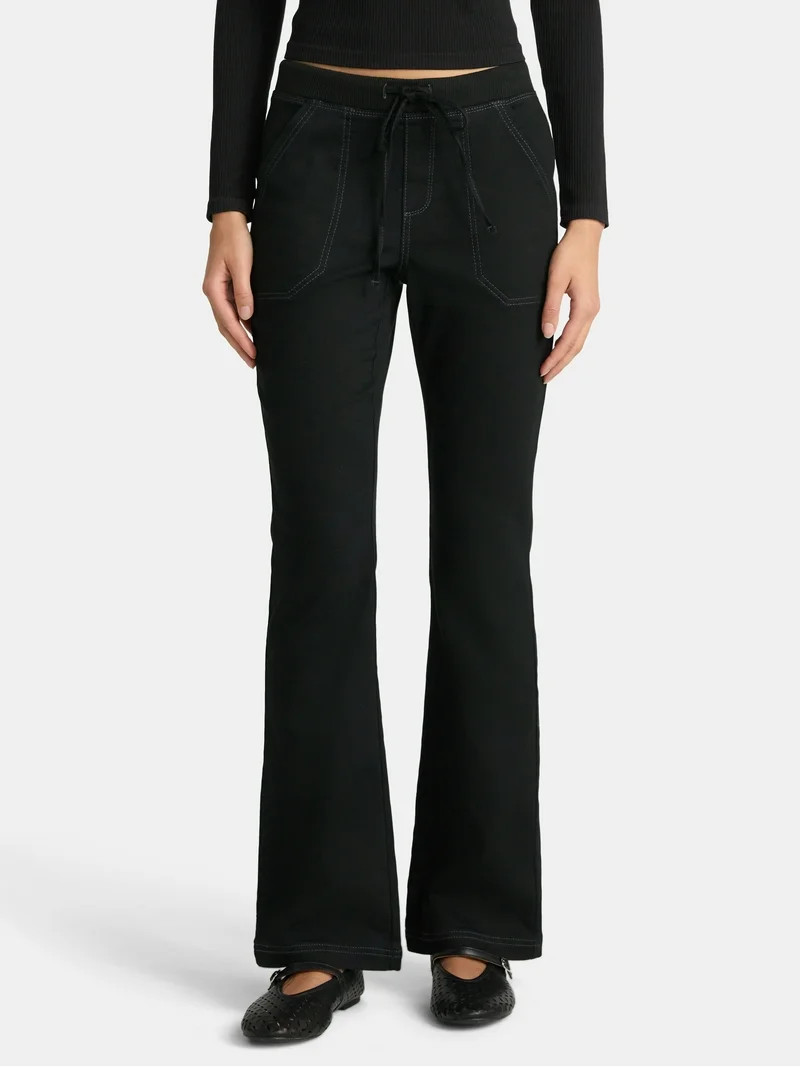 No Boundaries Ribbed Waist Bootcut Pants, 31.5'' Inseam, Women's | Walmart (US)