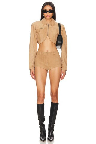x REVOLVE Annaise Shorts in Latte Suede | Revolve Clothing (Global)
