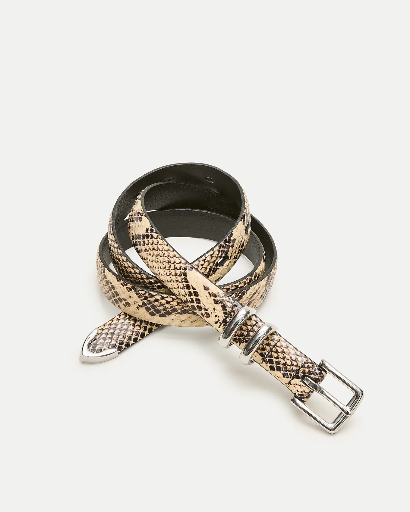 Thin tipped belt in snake-embossed leather | J. Crew US
