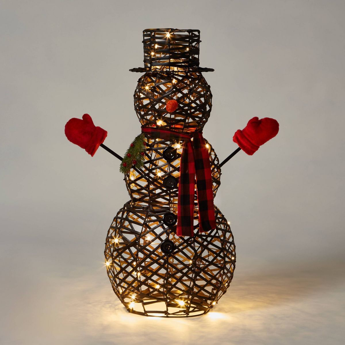 34" Faux Rattan Snowman LED Christmas Novelty Sculpture Light - Wondershop™ | Target