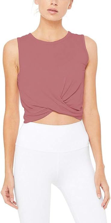 Bestisun Womens Cropped Workout Tops Flowy Gym Workout Crop Top Athletic Yoga Exercise Shirts Dan... | Amazon (US)