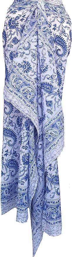 Rastogi Handicrafts 100% Cotton Hand Block Print Sarong Womens Swimsuit Wrap Cover Up Long (73" x... | Amazon (US)