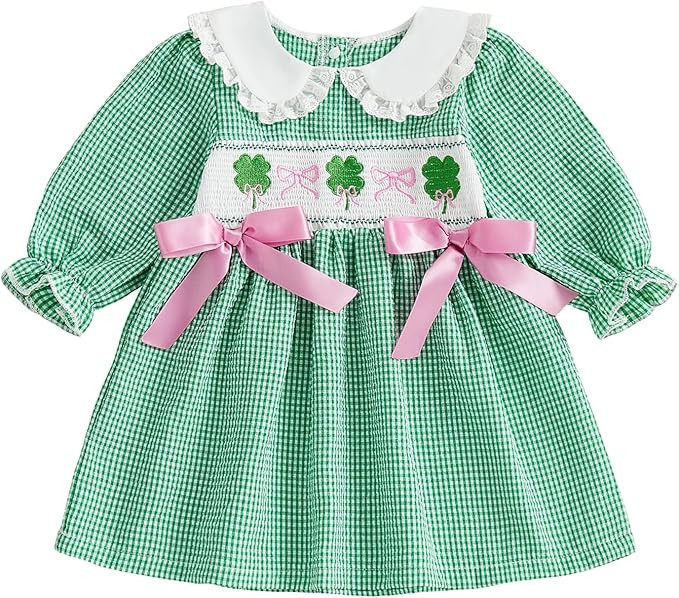 Toddler Girl Easter Outfit Baby Plaid Bunny Egg Smocked Dress Little Girls Kids Spring Summer Dre... | Amazon (US)