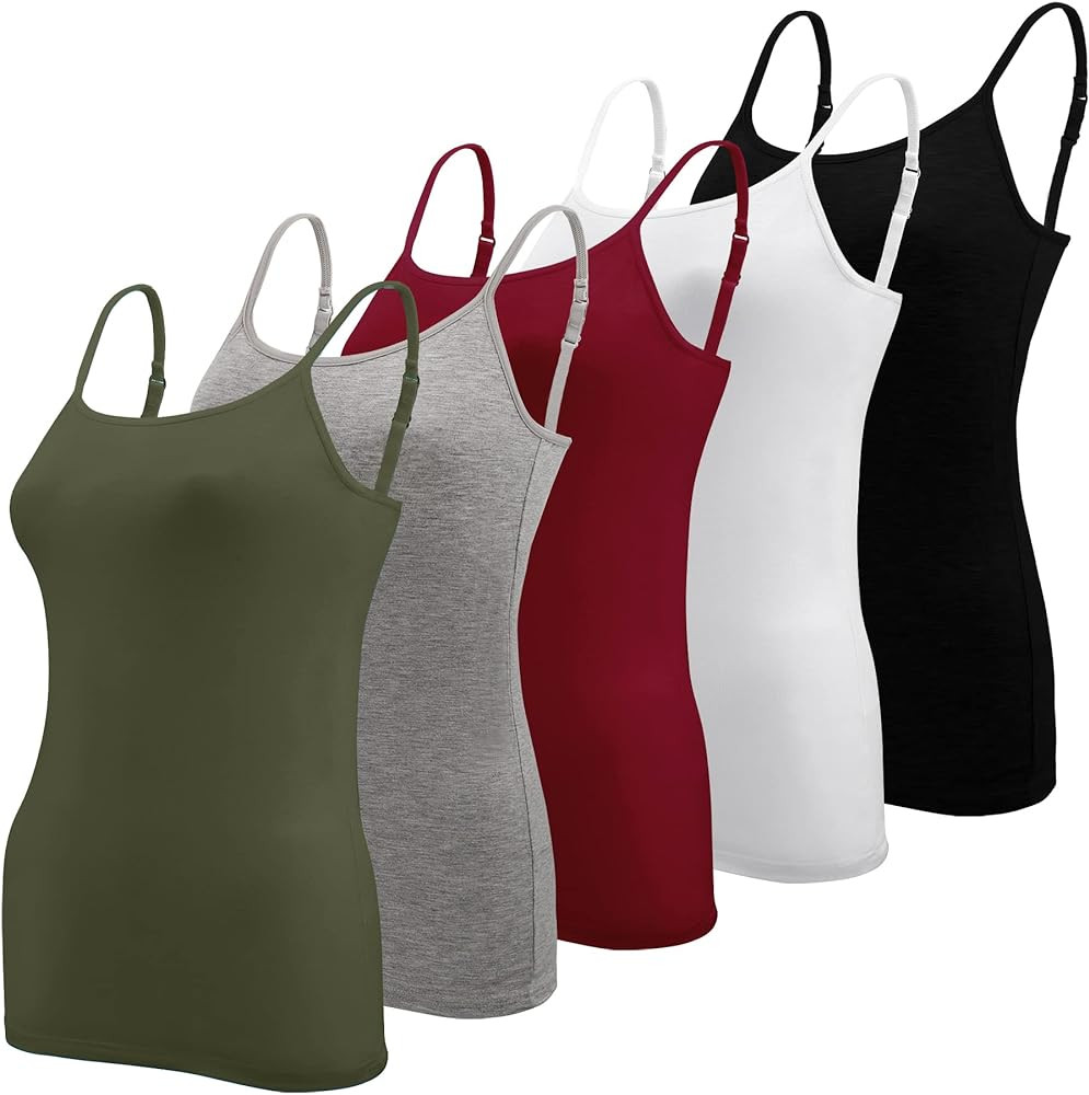 BQTQ 5 Pcs Women's Camisole Tank Top Undershirt Spaghetti Strap Basic Camisoles | Amazon (US)