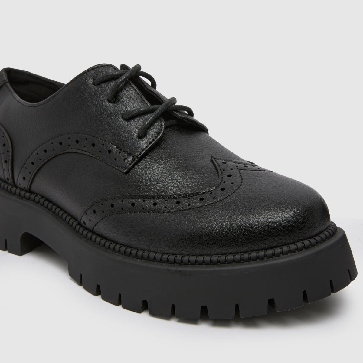 Womens Black schuh Lesley Brogue Lace-up Flat Shoes | schuh | Schuh