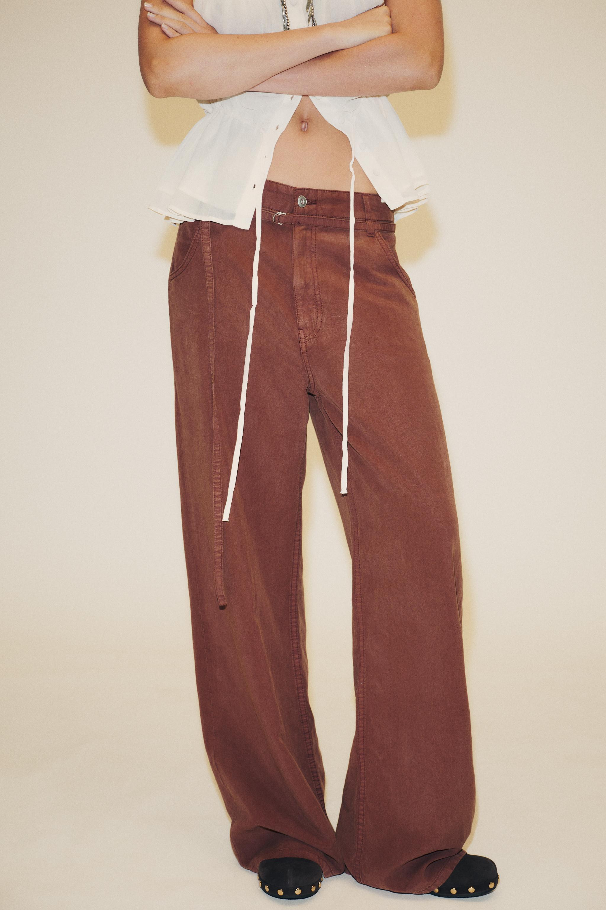 FLOWY BELTED PANTS | Zara US
