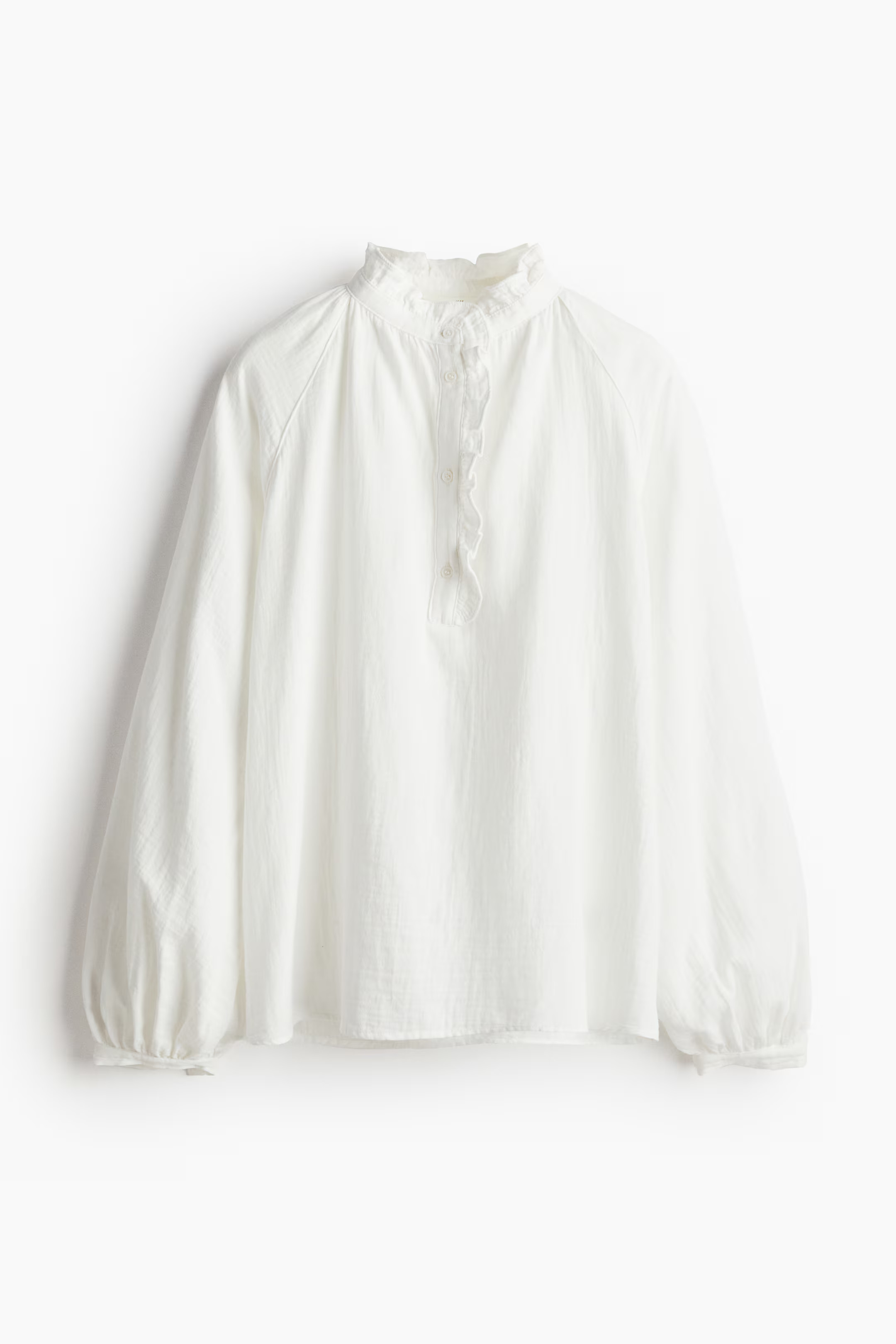 Frill Trim Muslin Blouse - White - Ladies | H&M AU | H&M (AU)