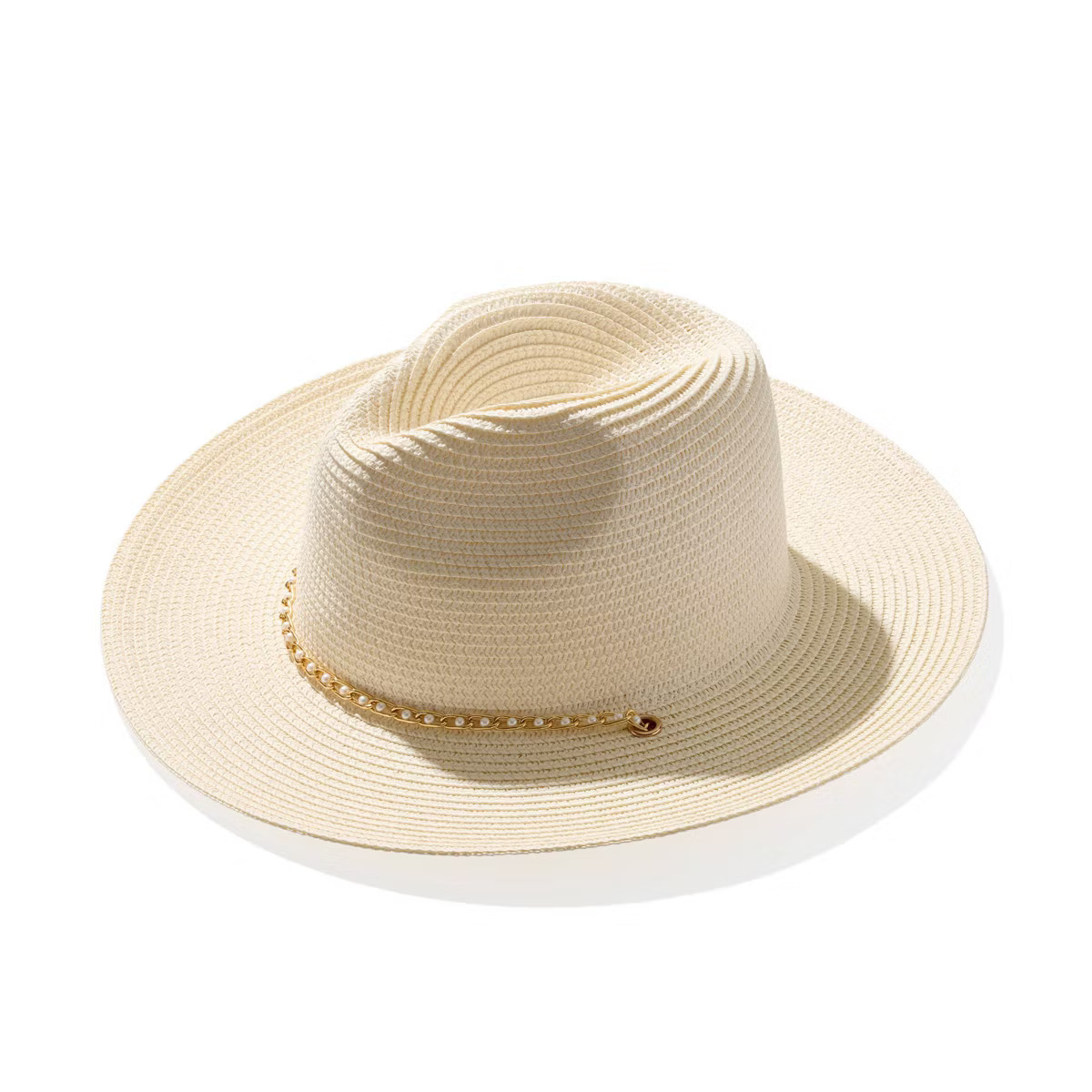 Kendra Scott Pasleigh Panama Chain Chin Strap Hat - Cream/Gold/White | Target