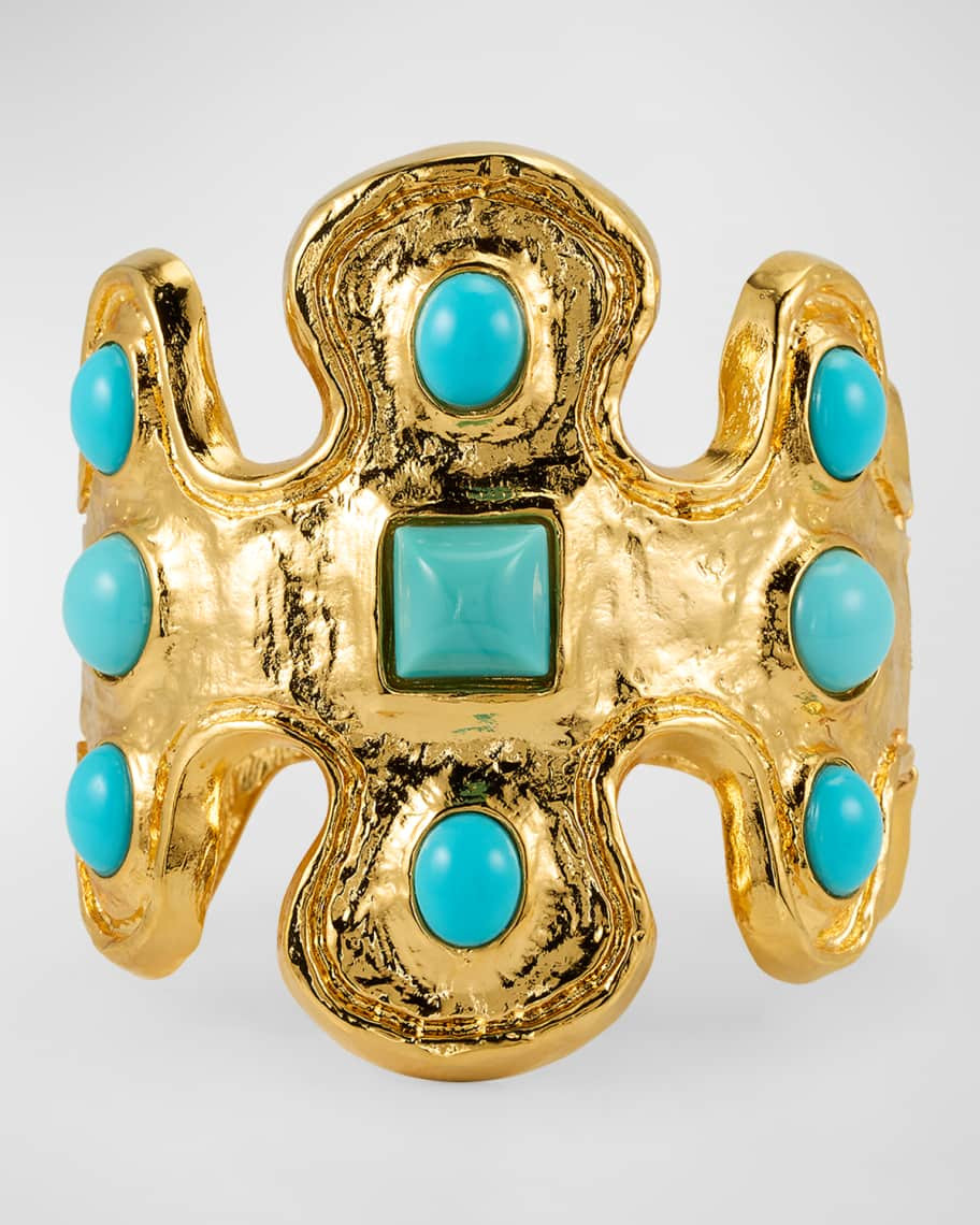 Kenneth Jay Lane 22k Gold-Plated Cabochon Cuff Bracelet | Neiman Marcus