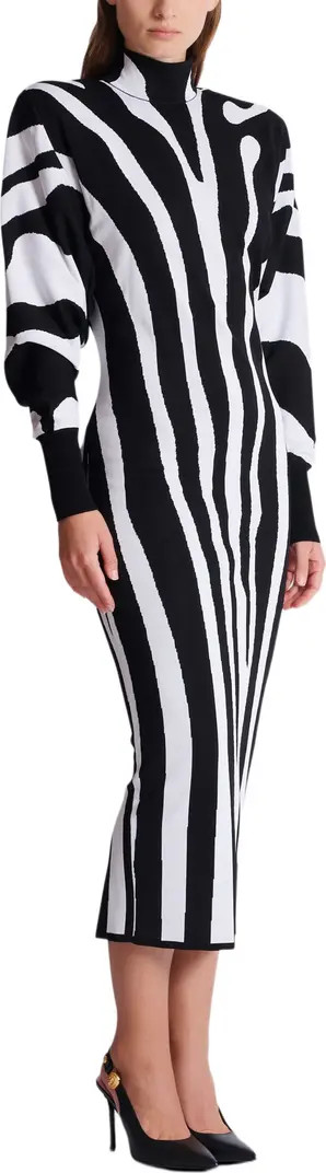 Balmain Long Knit Dress With Zebra Intarsia | Nordstrom | Nordstrom