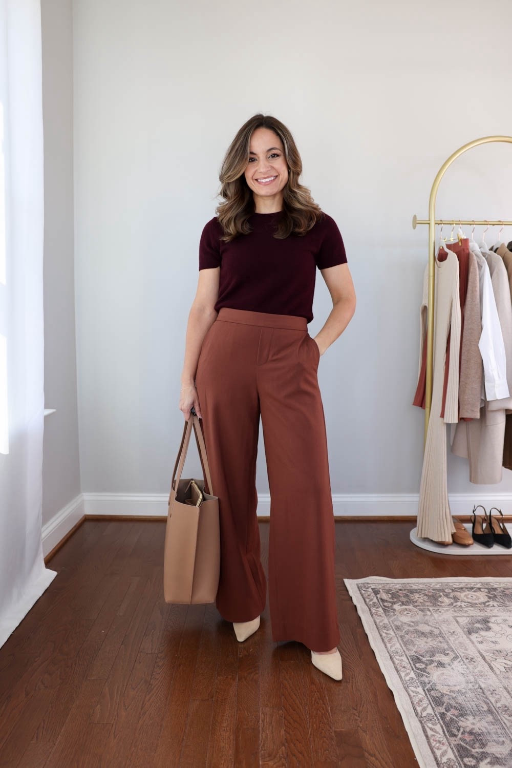 2025 fall workwear capsule series: auburn pants eight ways! 

Short sleeve sweater (Quince): xs in rich burgundy 
Auburn pants (BR Factory): petite 00 / 10” rise / 29” inseam (I can only wear with heels) 

*beige heels links are a slightly different color.

My measurements for reference: I’m 4’10” and 105lbs. My bust, waist, and hip measurement is 32”, 24”, and 36”.

#LTKWorkwear #LTKPetite
