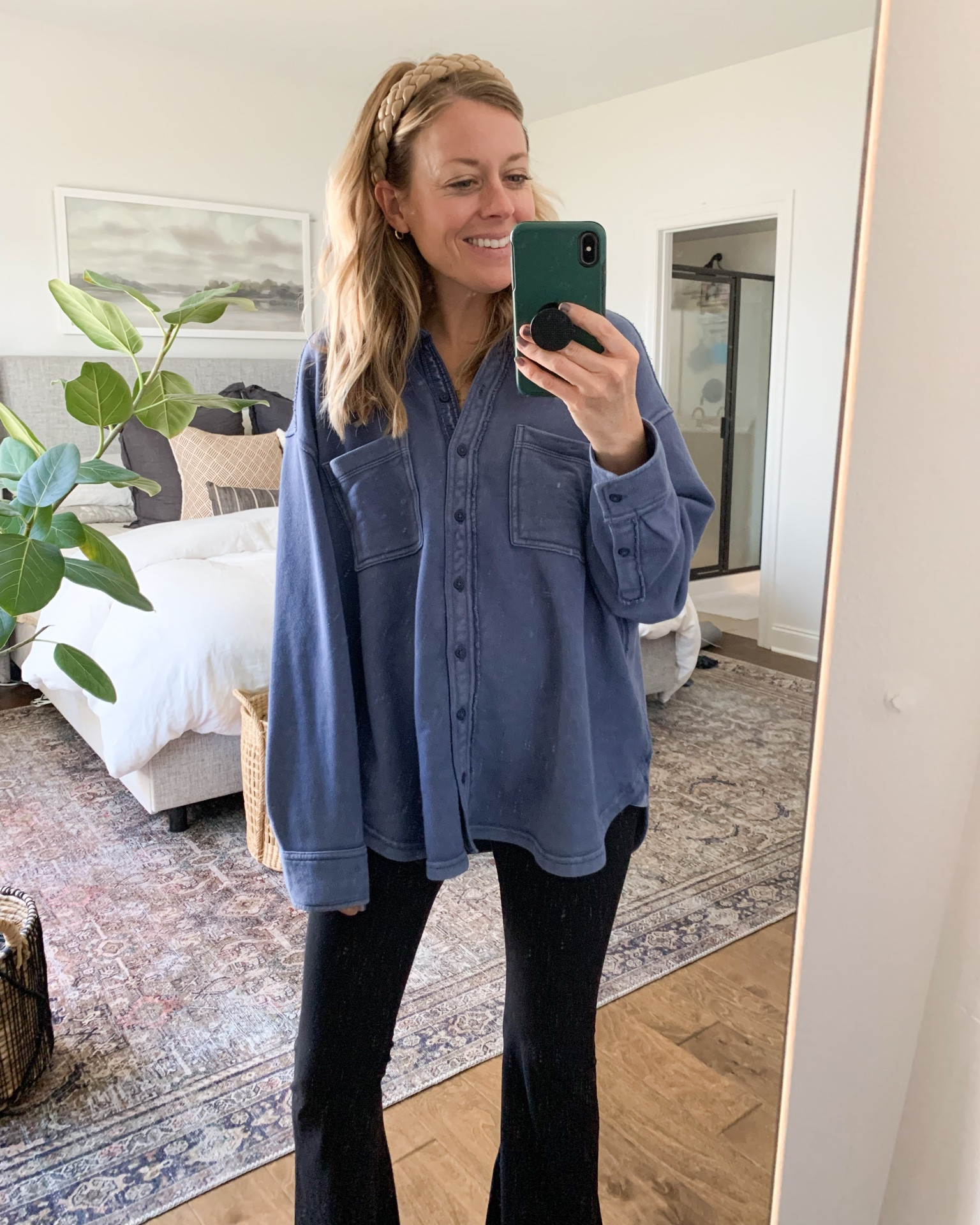 In my homeschool mom era with this comfy Aerie lumberjane shirt all the live long day. It’s normally $60ish and is on sale right now for $25. Obsessed. Sooo soft. Love my flair Offline leggings too! 

#LTKfindsunder50 #LTKsalealert #LTKstyletip