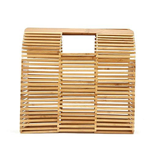 Square Bamboo Woven Handbag Straw Bag Women Hollow Out Beach Summer Handbag ,burlywood,l | Amazon (US)