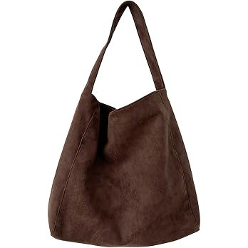 Brown Suede Bags for Women - Large Slouchy Brown Hobo Tote Handbag, Faux Suede Slouchy Purse Shou... | Amazon (US)