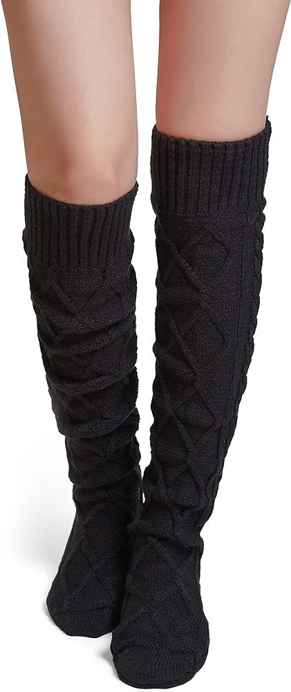 Pcavin Thigh High Socks for Women Cable Knit Over the Knee Boot Socks, Long Warm Leg Warmers Wint... | Amazon (US)