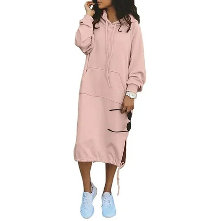 Womens Long Sleeves Long Shirt Dress Hoody Sweatshirt Loose Pullovers | Walmart (US)