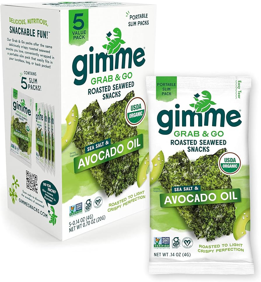 Gimme Seaweed Grab & Go - Sea Salt & Avocado Oil - 5 Count - Organic Roasted Seaweed Sheets - Ket... | Amazon (US)