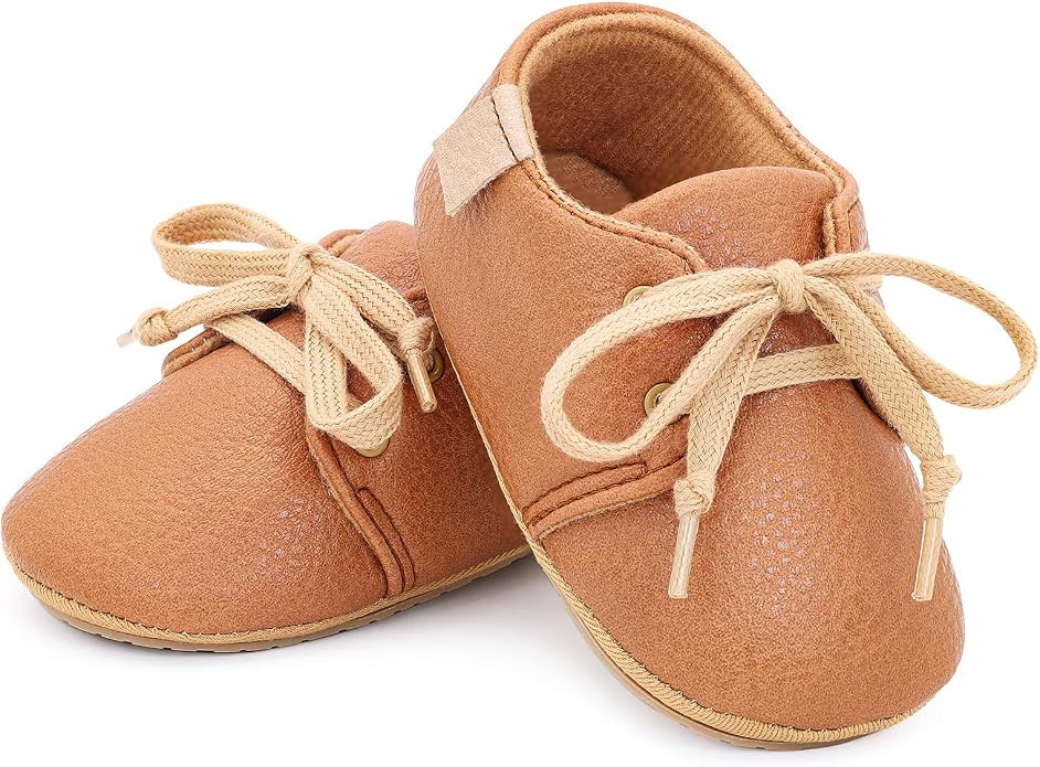 Toddler Boy Shoes Leather Baby First Walking Shoes Girl Non-Slip Sneakers Boy Rubber Sole Sneaker... | Amazon (US)