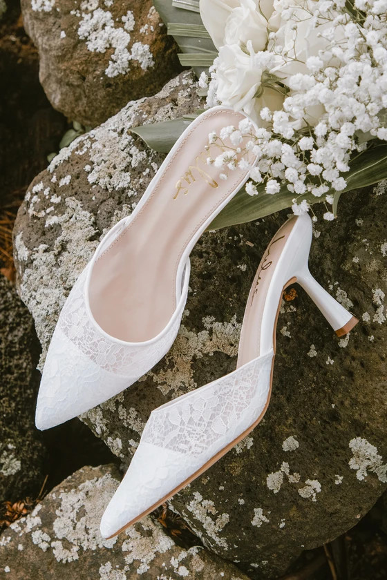 Aiza White Lace Pointed-Toe Mule Pumps | Lulus (US)