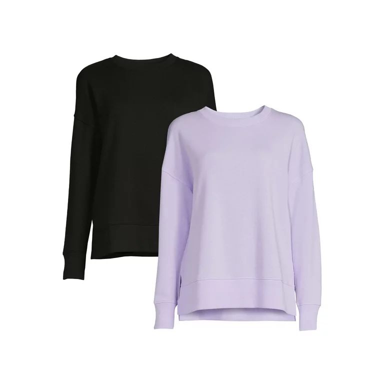 Time and Tru Women's Garment Wash Sweatshirt, 2-Pack | Walmart (US)