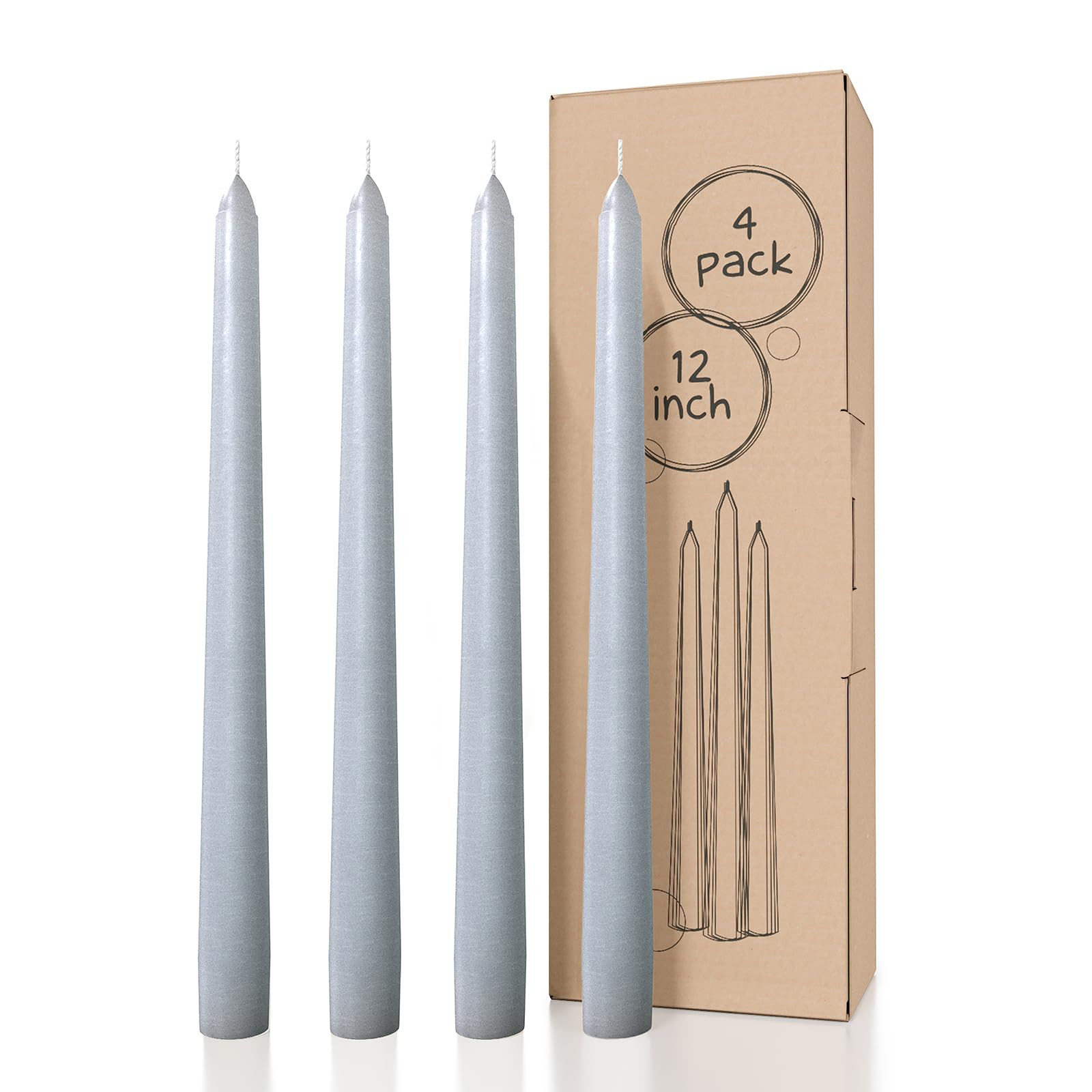 CANDWAX 12 inch Taper Candles Set of 4 - Dripless and Smokeless Candles Unscented - Slow Burning ... | Amazon (US)