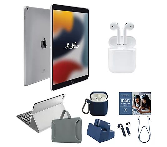 Apple iPad 10.2" 9th Gen 64GB with Apple Airpods 2nd Gen and Accessories - QVC.com | QVC