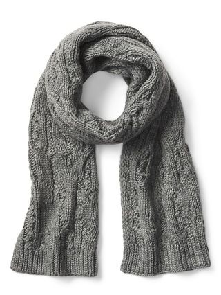 Gap Womens Cable-Knit Colorblock Scarf Grey Size One Size | Gap US