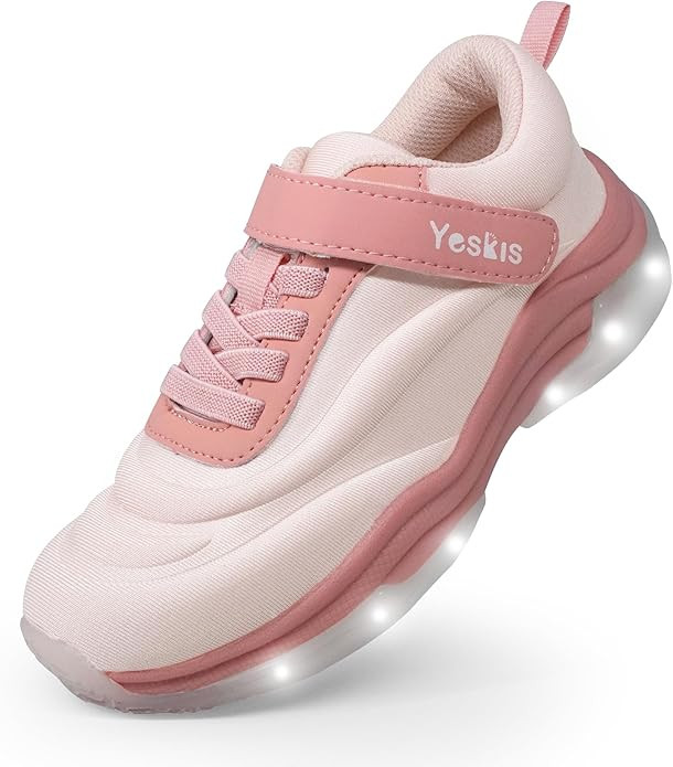 YESKIS Boys Girls Light Up Shoes with Switch 3 Lighting Modes Fizzzy Big Kids LED Running Tennis ... | Amazon (US)