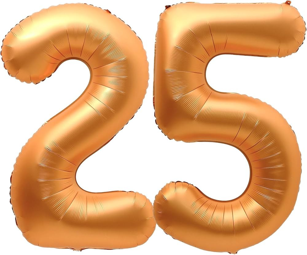 25 Balloon Number, 40 Inch Orange Foil Balloons Giant Jumbo Helium Number 25 or 52 Balloons for 2... | Amazon (US)