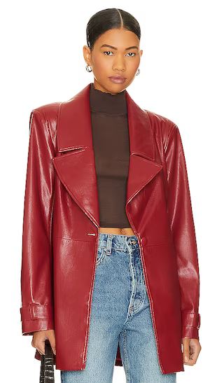x REVOLVE Bordeaux Faux Leather Blazer in Red | Revolve Clothing (Global)